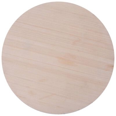 Base redonda de madeira clara com veios naturais