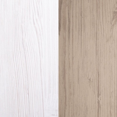 Dois painéis de madeira lado a lado com cores e texturas diferentes.