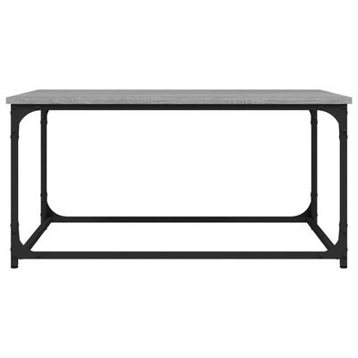 Mesa retangular cinzenta com estrutura metálica preta