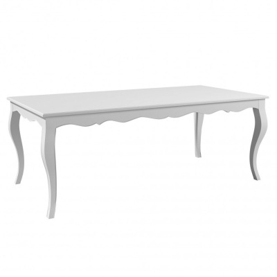 Mesa de jantar branca clássica com pernas curvas