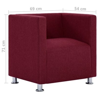 Sofá individual vermelho com medidas e pernas metálicas