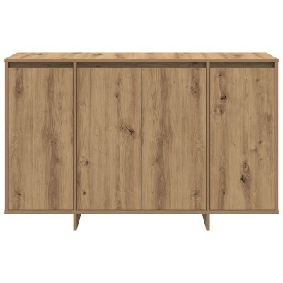 Móvel em madeira clara com três portas e pés em cunha