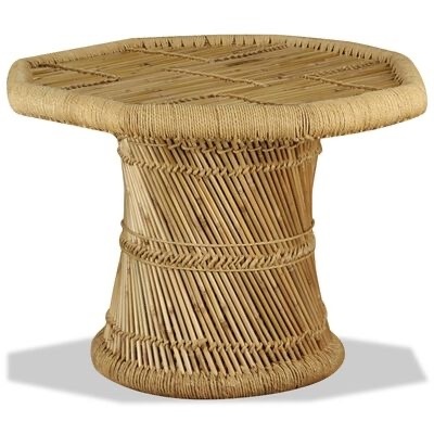 Mesa de centro de vimes trançado bege clara