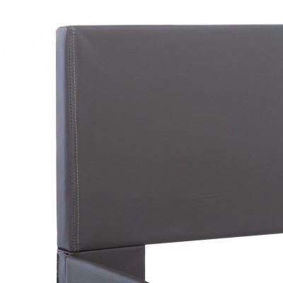 Cabeceira de cama cinza acolchoada com costura visível