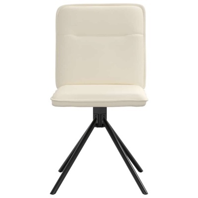 Cadeira branca estofada com pernas metálicas pretas