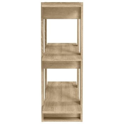 Estante de madeira clara com três prateleiras vista lateral