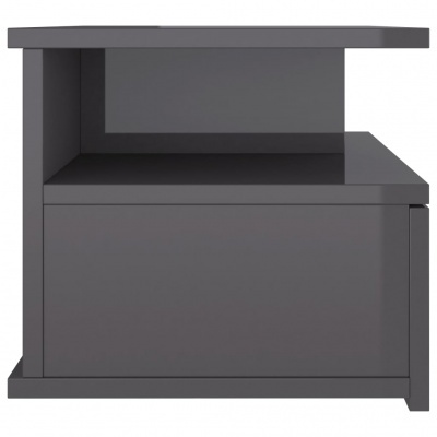 mesa auxiliar cinza escura com compartimento aberto e porta inferior