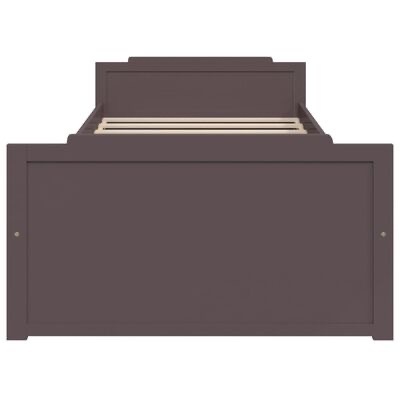 Cama de madeira castanho escuro com ripas internas claras