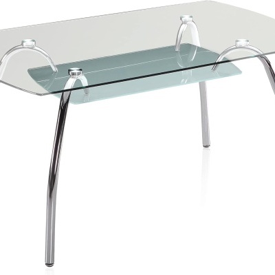 Mesa de centro em vidro e metal cromado