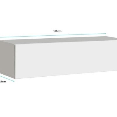 Caixa retangular branca com dimensões 160x30x29 cm