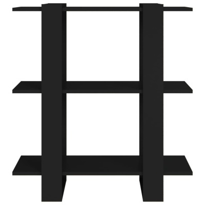 Estante preta de madeira com três prateleiras e design moderno