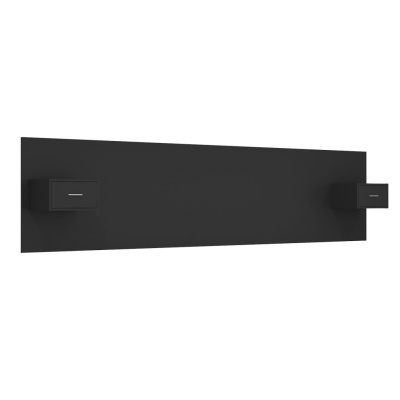 Painel de parede preto com duas caixas retangulares pretas