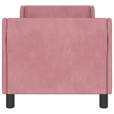 Sofá individual cor-de-rosa visto pela traseira