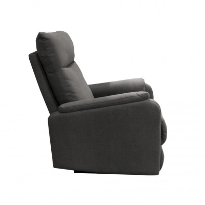 poltrona reclinável de tecido cinzento escuro vista de perfil