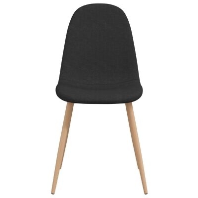 Cadeira preta com pernas de madeira clara