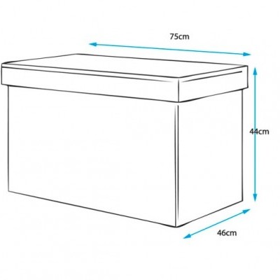Caixa retangular branca com tampa e dimensões anotadas