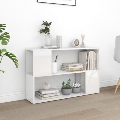 Estante branca com decoração e livros