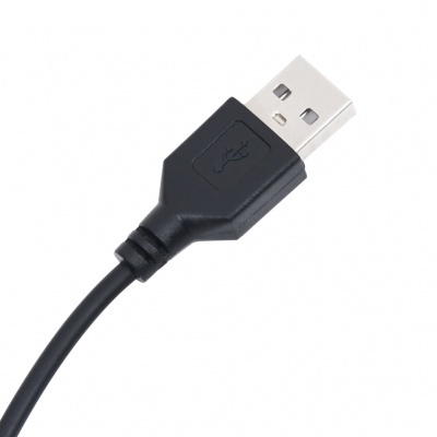 Cabo USB conetor tipo A preto com símbolo USB em relevo