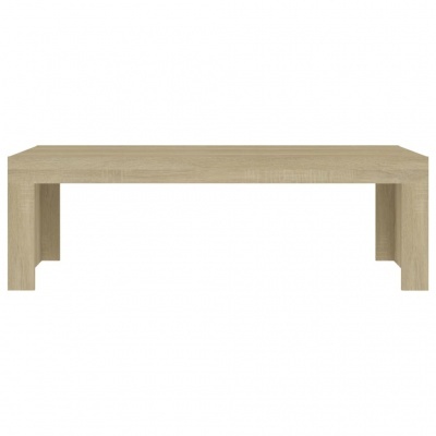 Mesa de centro retangular em madeira clara, design simples