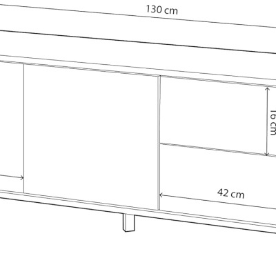 Desenho técnico de móvel aparador com dimensões indicadas