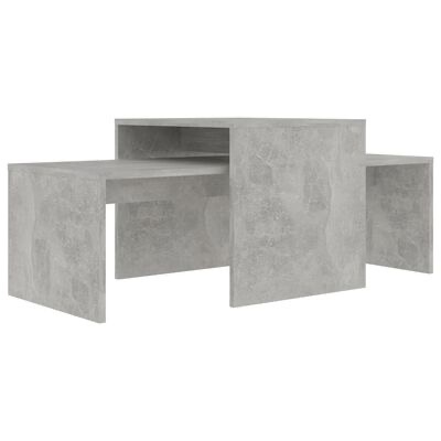 Mesa de centro cinza claro com padrão betão, design geométrico