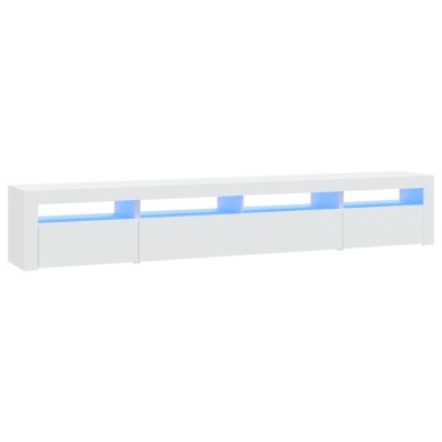 Móvel de televisão branco moderno com luzes azuis LED