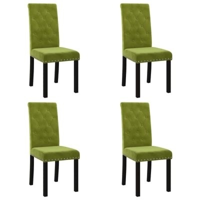 Conjunto de quatro cadeiras verdes estofadas com pernas pretas