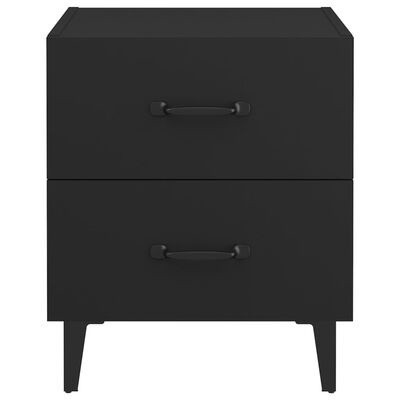 Móvel preto de dois gavetões com puxadores e pernas cónicas