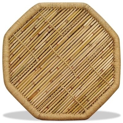 Prato octogonal de bambu trançado com fio natural