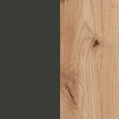 Metade cinza escuro e metade madeira clara com nós visíveis