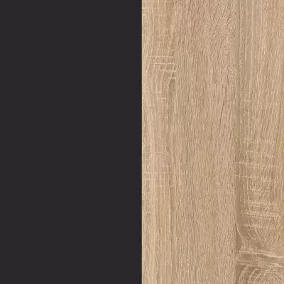 Divisão vertical com lado preto liso e lado com textura madeira clara