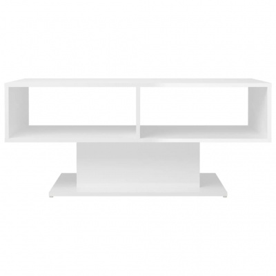 Móvel de apoio branco com duas divisões retangulares e base sólida