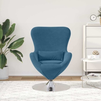 Poltrona azul com base metálica em ambiente interior moderno