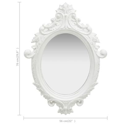 Espelho oval branco com moldura decorativa ornamentada