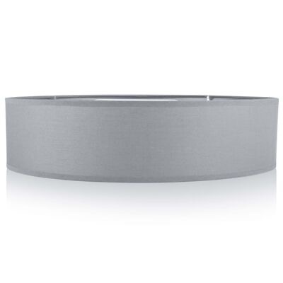 Abajur circular em tecido cinzento liso com interior branco