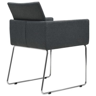 Cadeira cinza escura com estrutura metálica cromada