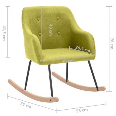 Cadeira de baloiço verde com base de madeira e pernas pretas