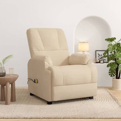 Poltrona reclinável bege em sala clara com decoração simples