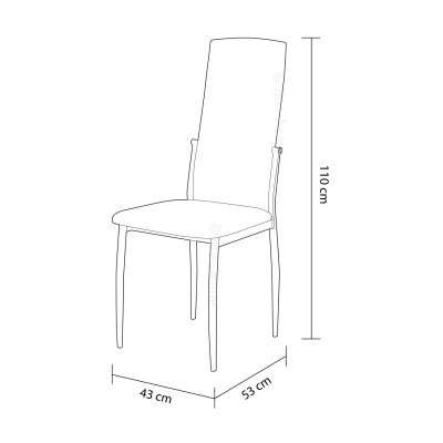 Desenho de uma cadeira com dimensões indicadas