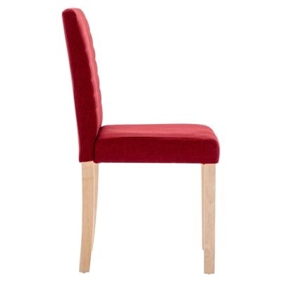 Cadeira estofada vermelha com pernas em madeira clara