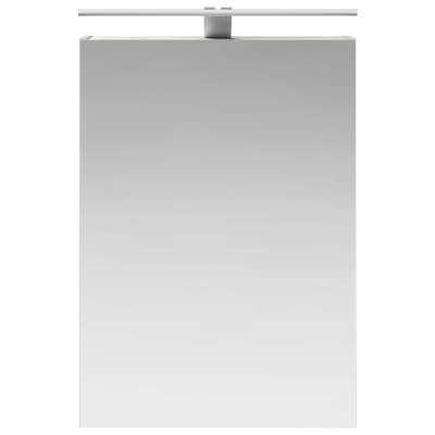 Espelho retangular com barra de luz LED prateada na parte superior