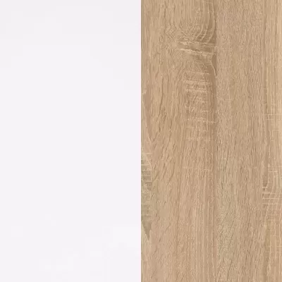 Metade esquerda branca lisa e metade direita com madeira clara texturizada