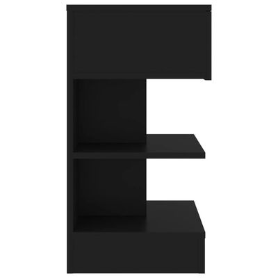 Estante preta de madeira com três prateleiras e design simples