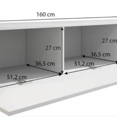 Móvel branco em MDF com três compartimentos e portas basculantes