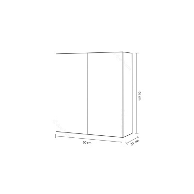 Armário branco de parede com duas portas e medidas 60x65x21 cm