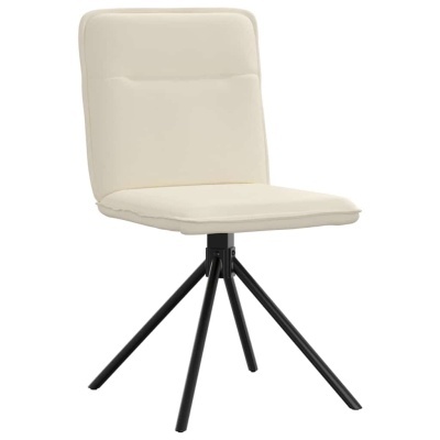 Cadeira estofada creme com base metálica preta e quatro pernas
