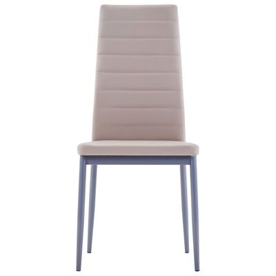 Cadeira estofada bege claro com pernas metálicas cinza