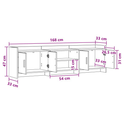 Desenho técnico de móvel com portas e dimensões indicadas