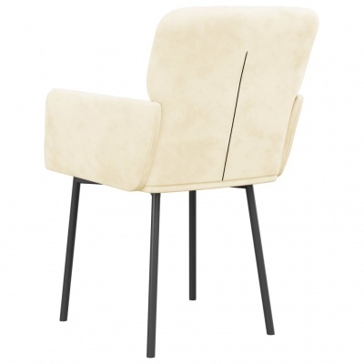 Cadeira estofada creme com pernas pretas vista de costas