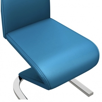 Cadeira moderna azul com base metálica curva